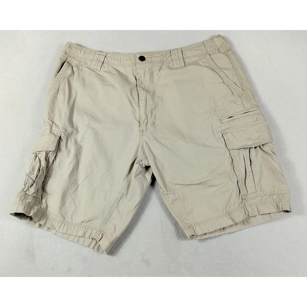 CSG Cargo Shorts Mens 38 Beige Elastic Waist Utility Pockets Gorpcore‎ Outdoors